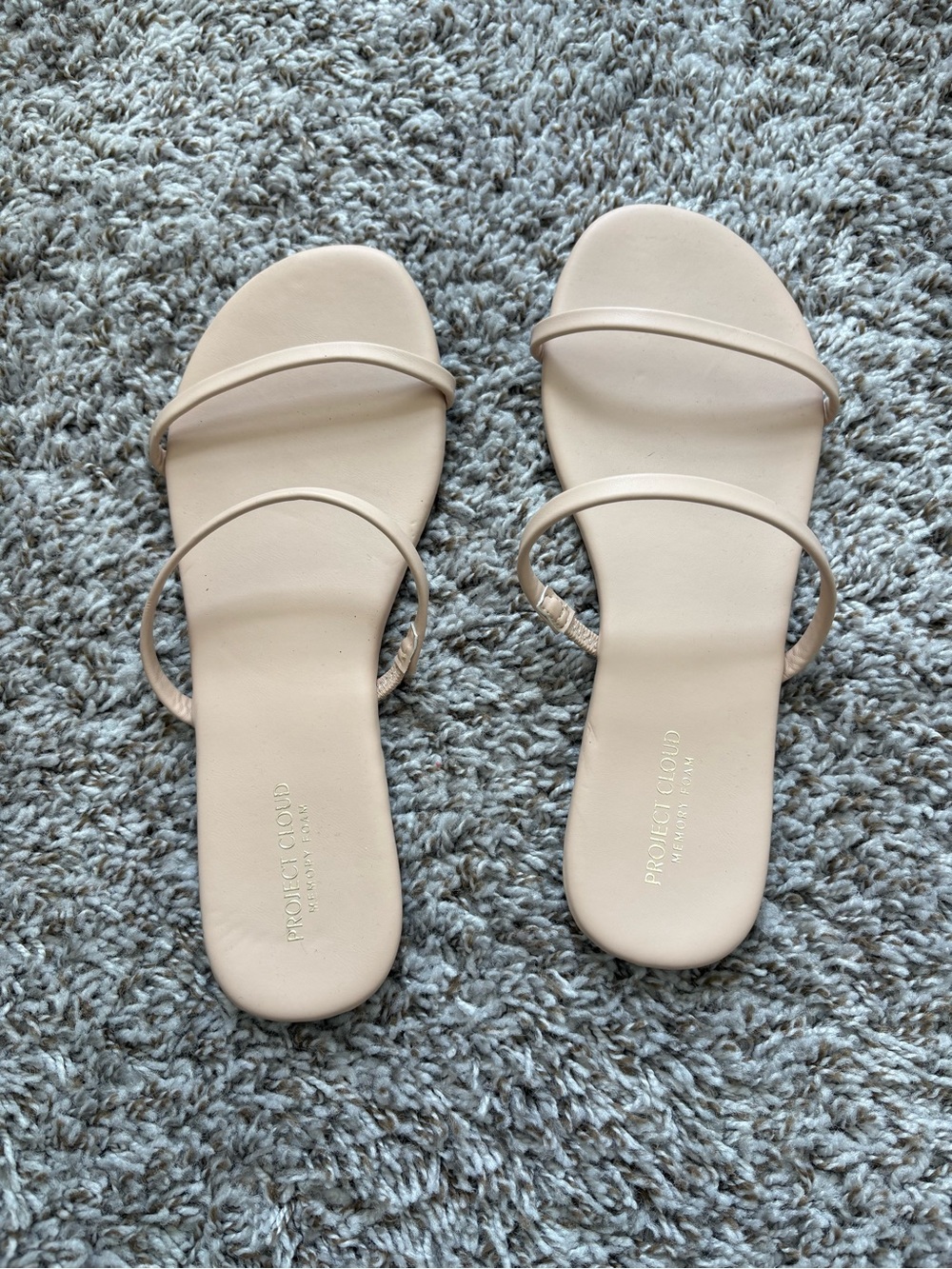 Minimal Double-Strap Slide Sandals in Nude - Women's
